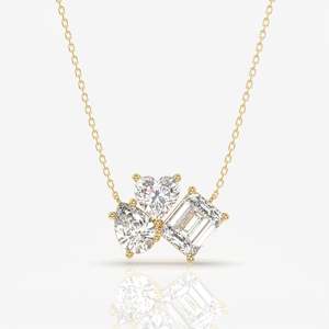 18K Gold Cluster Trio Moissanite Diamond <b>Pendant</b> Fashionable Moissanite Charms - Product Image 1