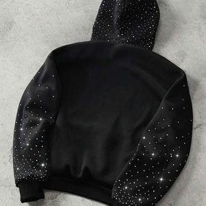 Sweat à capuche zippé tendance personnalisé avec strass scintillants, style streetwear décontracté 100 % coton, épaules tombantes, unisexe - Product Image 4