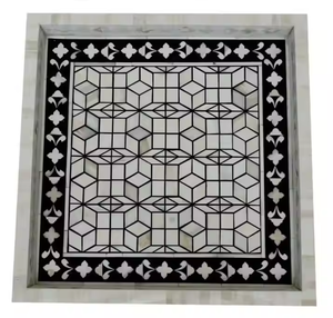 Bandeja de Servicio Desechable Clásica Ecológica, Hecha a Mano en India, con Incrustaciones de Hueso, Resina y Mango de Metal, para Uso en Cocina, Restaurante y Hotel - Product Image 3