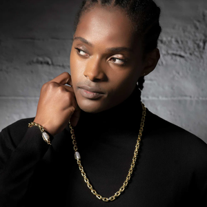 Cadena de oro amarillo de 18 quilates y pulsera de eslabones Estilo clásico para hombre Joyas de oro amarillo de 18 quilates para boda Collar de oro real Pulsera - Product Image 2