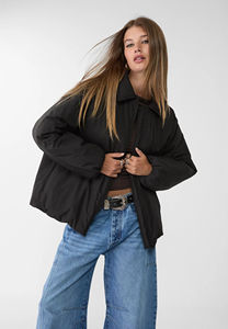 Haute qualité noir OEM femmes col doudoune fermeture éclair complète manches longues solide bulle hiver veste respirant tricoté - Product Image 5