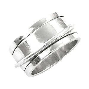 Anillo Giratorio de Plata 925 para Mujer con Alivio de Ansiedad, Cadenas de Metal de Titanio y Cobre con Forma de Número en Oro de 18K, Gema Certificada IGI - Product Image 1