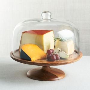 Support de gâteau en bois fait à la main avec couvercle en verre de taille moyenne pour la décoration d'anniversaire de fête d'anniversaire porte-gâteau de vaisselle économique - Product Image 1