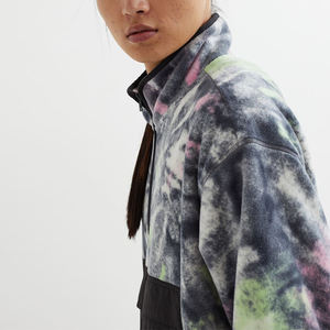 Custom <b>Zip</b> <b>Up</b> Tie Die Hoodie Tie Dye Quarter <b>Zip</b> Sweatshirt <b>Black</b> Pocket Streetwear <b>Hoodies</b> - Product Image 2