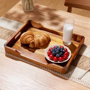 Plateau de service rectangulaire en bois pour aliments et boissons plateaux en bois écologique durable pour repas restauration - Product Image 4
