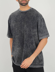 Oversized O-Neck Short Sleeve Solid Color Washed <b>100</b>% Cotton Jersey T-<b>Shirt</b> Men Casual Drop Shoulder Fit - Product Image 3
