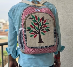 Nuevo diseño de bolsas de cáñamo para portátiles, mochilas sostenibles, recién llegadas, yute con Material de algodón, mochilas de viaje multiusos Unisex - Product Image 2