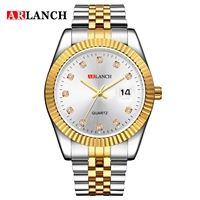 Relojes de Lujo para Pareja Arlanch 304 para Hombre y Mujer, Clásicos y de Moda, Totalmente Dorados, Multifunción, Impermeables, con Calendario, de Cuarzo