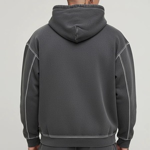 เสื้อฮู้ดดี้ผู้ชายสไตล์วินเทจ ลวดลายฟอกสี แอคิดวอช ปักลายปะติด  ผ้าฟลีซคอตตอน 100% - Product Image 2