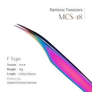 Pinzette di Precisione MCS-18 a Forma di F per Extension Ciglia e Sopracciglia, in Acciaio Inossidabile - Product Image 2