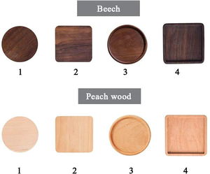 Ensemble de sous-verres vintage en bois de noyer et de pin naturel, tapis et dessous de verre ronds et carrés vierges en bois de chêne - Product Image 6