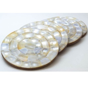 Sous-verre de luxe fait main en nacre incrustée, style européen, durable, logo personnalisé, couleur naturelle pour la maison et les restaurants - Product Image 1