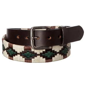 Meilleure vente en gros de ceinture de polo équestre en cuir véritable étoile classique pour hommes brodée d'équitation par Viral - Product Image 1