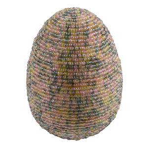 Œuf de Pâques décoratif en fil métallique avec motif en bois naturel, œuf festif en fil d'argent, œuf en papier pour fête intérieure et événements festifs - Product Image 2