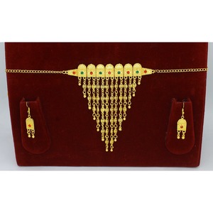 Martasha designer islamique ramadan spécial plaqué or EAU bijoux spécial dubaï collier boucle d'oreille ensemble Hilal Khannaki - Product Image 1