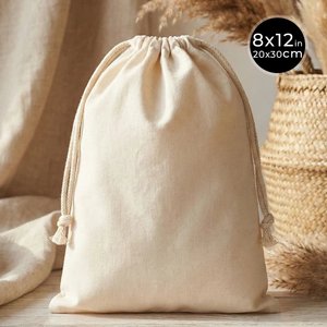 Custom Logo Cotton <b>Drawstring</b> <b>Pouch</b> 8 X 12\" Laminated (20 X 30 Cm) for Storage Clothing Watches Bracelets 4 oz Capacity Screen - Product Image 2