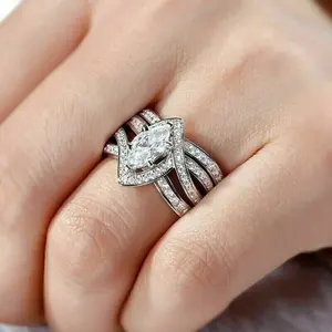 2CT เงิน925วงแหวนเพชรโมอิสสำหรับงานแต่งงานงานหมั้นหรือของขวัญปาร์ตี้ - Product Image 2