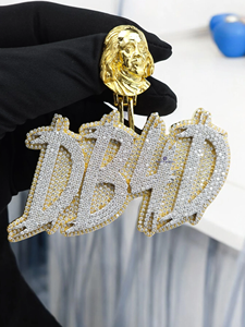 Colgante Personalizado con Cabeza de León y Nombre, Chapado en Plata con Moissanita, Joyería Hip Hop para Fiestas - Product Image 3
