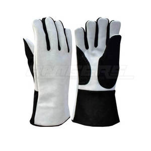 Guantes de soldadura de alta resistencia Guantes de trabajo industrial de cuero dividido de vaca de color contrastante Guantes de seguridad resistentes al calor y al fuego - Product Image 1