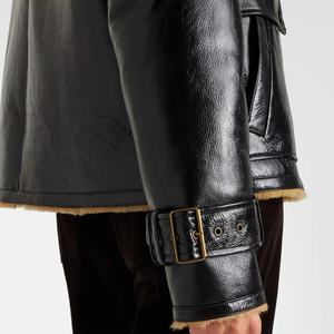 Veste bomber en fausse fourrure/vrai cuir pour femmes, fourrure de mouton, épaisse, chaude, manteau d'hiver matelassé, imperméable, respirant, fabrication OEM - Product Image 3