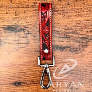 Petit porte-clés Offre Spéciale en cuir repoussé à la main Porte-clés en cuir véritable de style occidental Porte-clés en cuir de vachette personnalisé pour femmes - Product Image 1