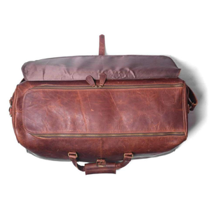 Handmade Genuine <b>Leather</b> Luxury Vintage Large Capacity Polyester Lining Duffel <b>Bag</b> Weekend Travel Gym <b>Bag</b> for Men - Product Image 4