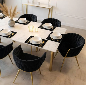 Silla de Comedor Moderna de Terciopelo <span class=keywords><strong>Valensia</strong></span> 2 Negra, Ecológica, Duradera, con Patas de Metal para Uso Hospitalario, Muebles para el Hogar - Product Image 6