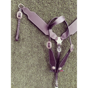 Cabecera de cuero de ajuste occidental hecha a mano con cuello de pecho barril Headstall de carreras para caballos Venta caliente - Product Image 2