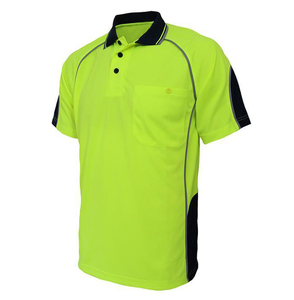 Black Hi Vis Breathable Men's Polo Shirt 100% Polyester <b>Reflective</b> Safety Construction Workwear High Visibility Winter Work - Product Image 1