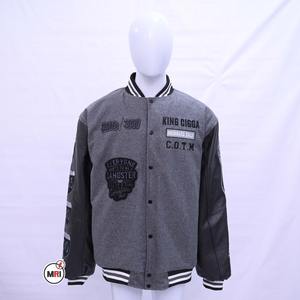 Logo personnalisé Vente en gros Fabricant de veste brodée en chenille Veste pour homme en laine avec manches en cuir Veste décontractée de style manteau - Product Image 3