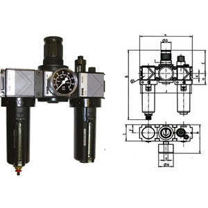 Groupe automatique 3464GCA 3-en-1 (filtre-réducteur-lubrificateur) avec fonction d'épurage pour conduites pneumatiques industrielles et agricoles, état neuf ou d'occasion - Product Image 1