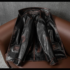 Chaqueta de Motociclista de Cuero Genuino Personalizada, Cuello Alto, Impermeable, Cortavientos, Reversible, Chaqueta de Invierno para Hombre de PU - Product Image 4