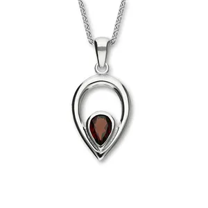 Ortak 925 Sterling Silver Scottish Pendant Necklace Tear Drop Garnet Stone Fine Designer Jewelry Women wholesale custom CP 329