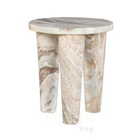 Table de chevet ronde en marbre naturel, moderne, sculpturale, faite à la main, avec base à trois pieds, meubles de luxe pour chambre à coucher, salle à manger, décoration intérieure