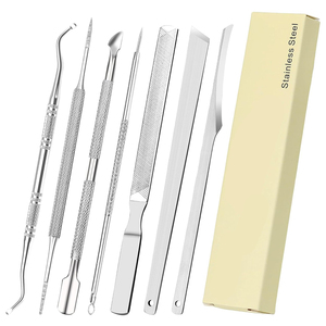 Kit de suppression des ongles incarnés en acier inoxydable à source d'alimentation manuelle de 7 pièces ensemble de curettes pour instruments de podologie podologique - Product Image 1