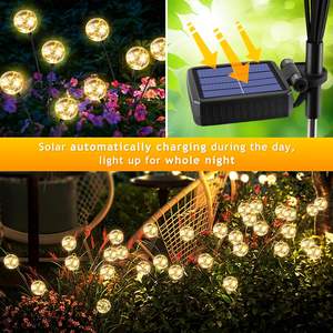 Lot de 4 lampes solaires à globe avec 16 LED 2700K blanc chaud, télécommande, indice de protection IP44, intensité réglable, angle de faisceau de 360° pour jardin extérieur, patio - Product Image 3