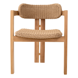 Outdoor <b>Dining</b> Set with Teak and Woven Rope <b>Chairs</b> - Product Image 1