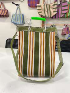 Sacs de courses réutilisables en PP tissé rayé, écologiques en nylon, durables, en polypropylène recyclé, personnalisables - Product Image 1