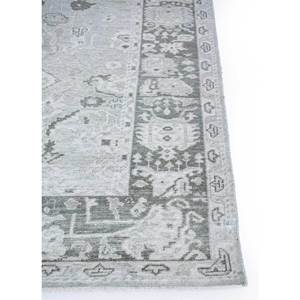 Tapis en laine noués à la main Erbe gris et noir JNLP-06, motif médaillon rectangulaire abstrait pour la maison - Idéal pour salon, couloir, entrée - Product Image 4