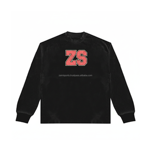 Premium 350 GSM Heavyweight Fleece Sweatshirt <b>Black</b> Soft Cotton Blend Custom Puff Print Logo Unisex Pullover Basics Sweatshirts - Product Image 1