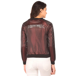 New Fashion Wholesale Women's Satin Bomber <b>Jacket</b> Floral Embroidery Zipper Closure Autumn Style Regular Fit Full Sleeve - Product Image 2