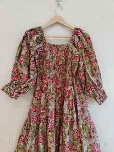 Robe longue décontractée pour femme, à manches longues, col en V, imprimé floral, en coton, coupe ample, avec doublure complète, pour les fêtes d'été - Product Image 2