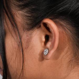 Pendientes minimalistas de oro blanco de lujo, pendientes de diamantes cultivados en laboratorio de corte brillante ovalado, regalos de joyería, pendientes de novia para mujer - Product Image 3