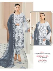 Georgette lourde avec broderie Costume Salwar pakistanais pour mariage et fête Salwar Kameez à vendre à l'exportation - Product Image 4