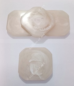 ที่รองแก้วทำด้วยมือทำจากเรซิน Dia10cm ใหม่สีฟ้าเป็นมิตรกับสิ่งแวดล้อมหนา10มม. กำหนดโลโก้ได้อย่างดีเยี่ยมตกแต่งบ้านแบบคลาสสิกถ้วยชา - Product Image 2