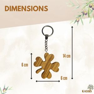 <b>Personalized</b> Eco-Friendly Olive Wood Light Shamrock <b>Keychain</b> 6 cm Custom Engraved Lucky Clover Handmade in Bethlehem - Product Image 3