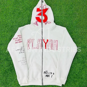 Sudadera con capucha de invierno con cremallera completa personalizada de alta calidad para hombre, material cómodo de poliéster/algodón 3D para diseño de estampado de hojaldre - Product Image 3