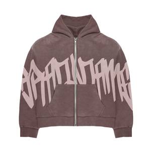 Men's Custom Eco-Friendly <b>Fleece</b> Zip up <b>Hoodie</b> and Flare Raw Hem Trouser Sweat Suits Winter Tracksuits - Product Image 5