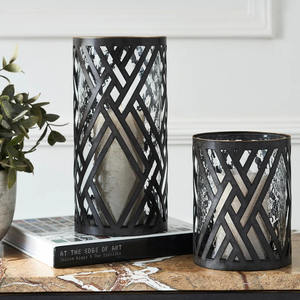 Juego de 2 portavelas y tarros de metal para comedor y portavelas con características elegantes - Product Image 1