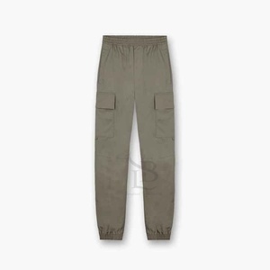 Pantalones cargo de cintura media para hombre con estilo, Parte delantera plana informal con bolsillos seguros con cremallera, cordón ajustable que ofrece servicio OEM - Product Image 2
